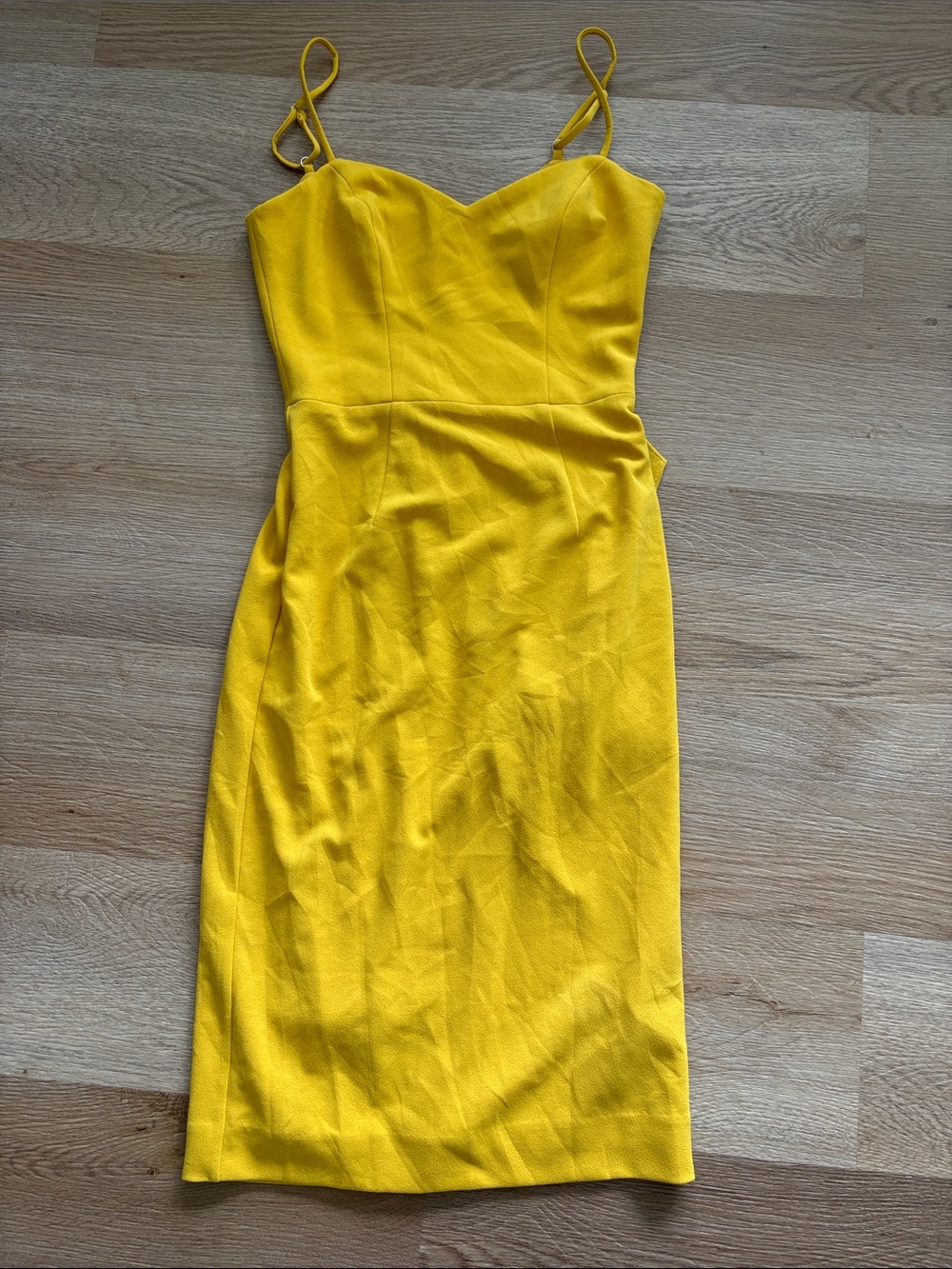 Dress the Population Bright Yellow Spaghetti-Strap Midi Dress